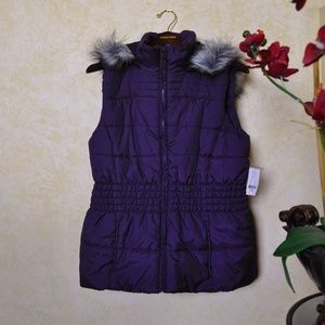NWT New York & Company Purple Fur Lined Vest
